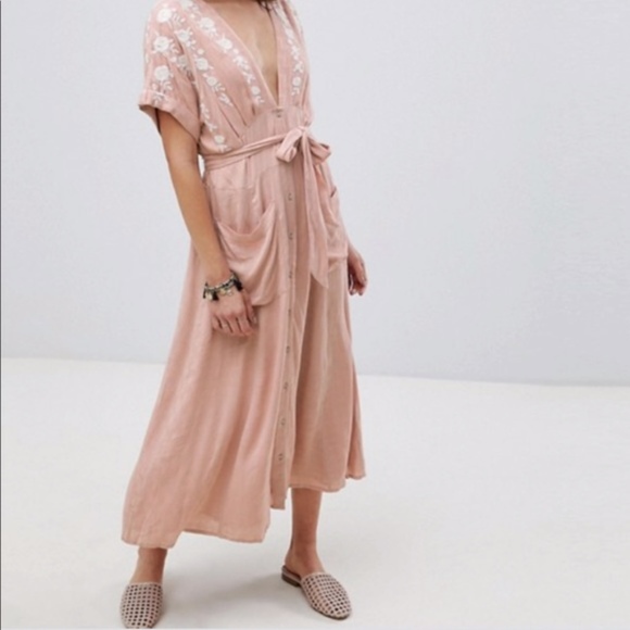 Free People Light Pink Midi Dress - New - Picture 2 of 8